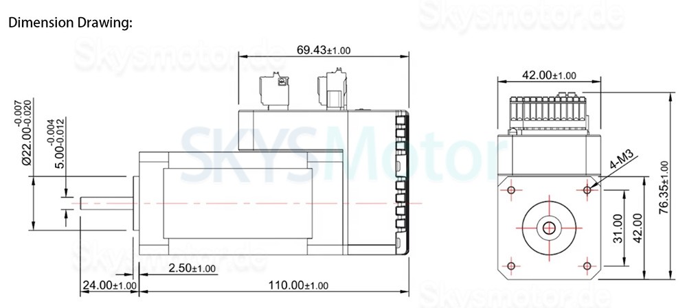 Nema 17 Integrierter AC Servomotor mit Steuerung JMC iHSV42-40-07-24 78W 24V 0,185N.m 52000U/min 42 x 42mm